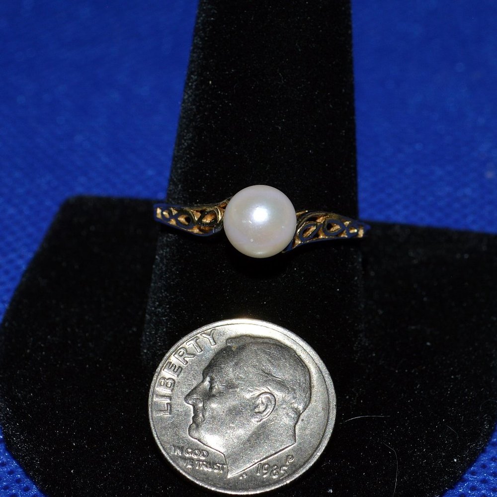 Gold Plated Sterling Silver Ring with Pink Pearl